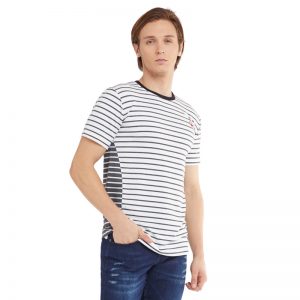 Beverly Hills Polo Club Men Shirt Stripe/Kaos Pria - Landy - White [MTTFSL901W]